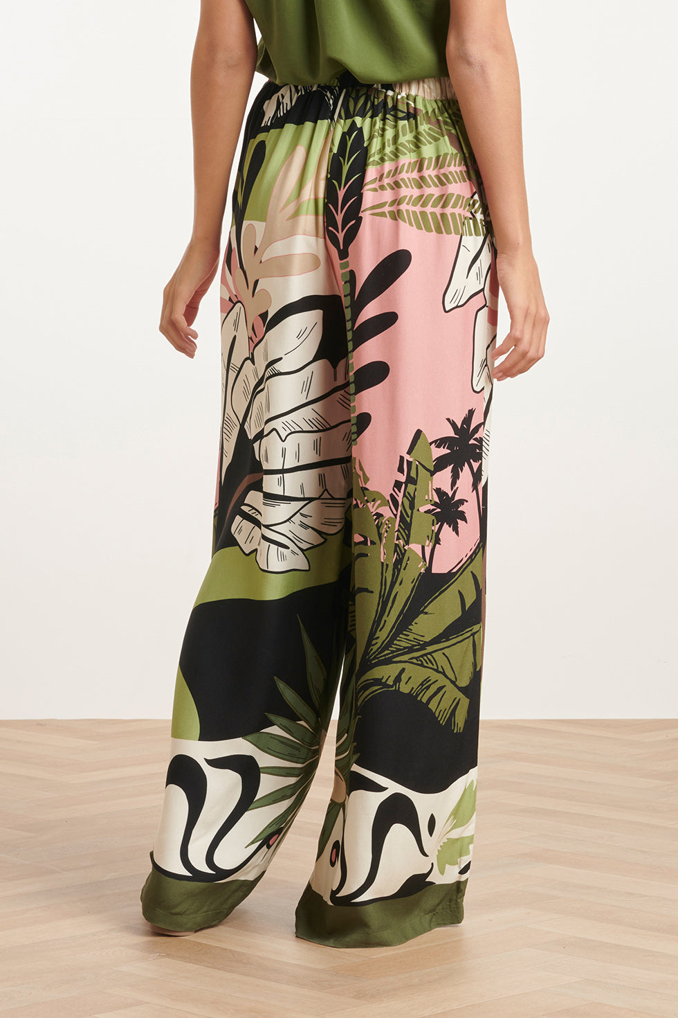 24045 Wijde Zomerse Broek | Black - Muticolour