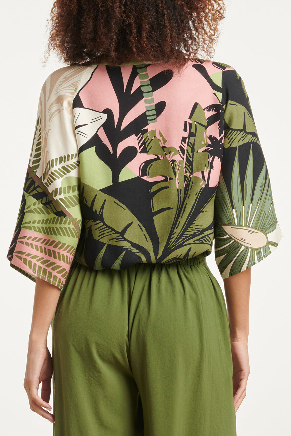 24046 Diep V-Hals Zomerse Top | Black - Muticolour