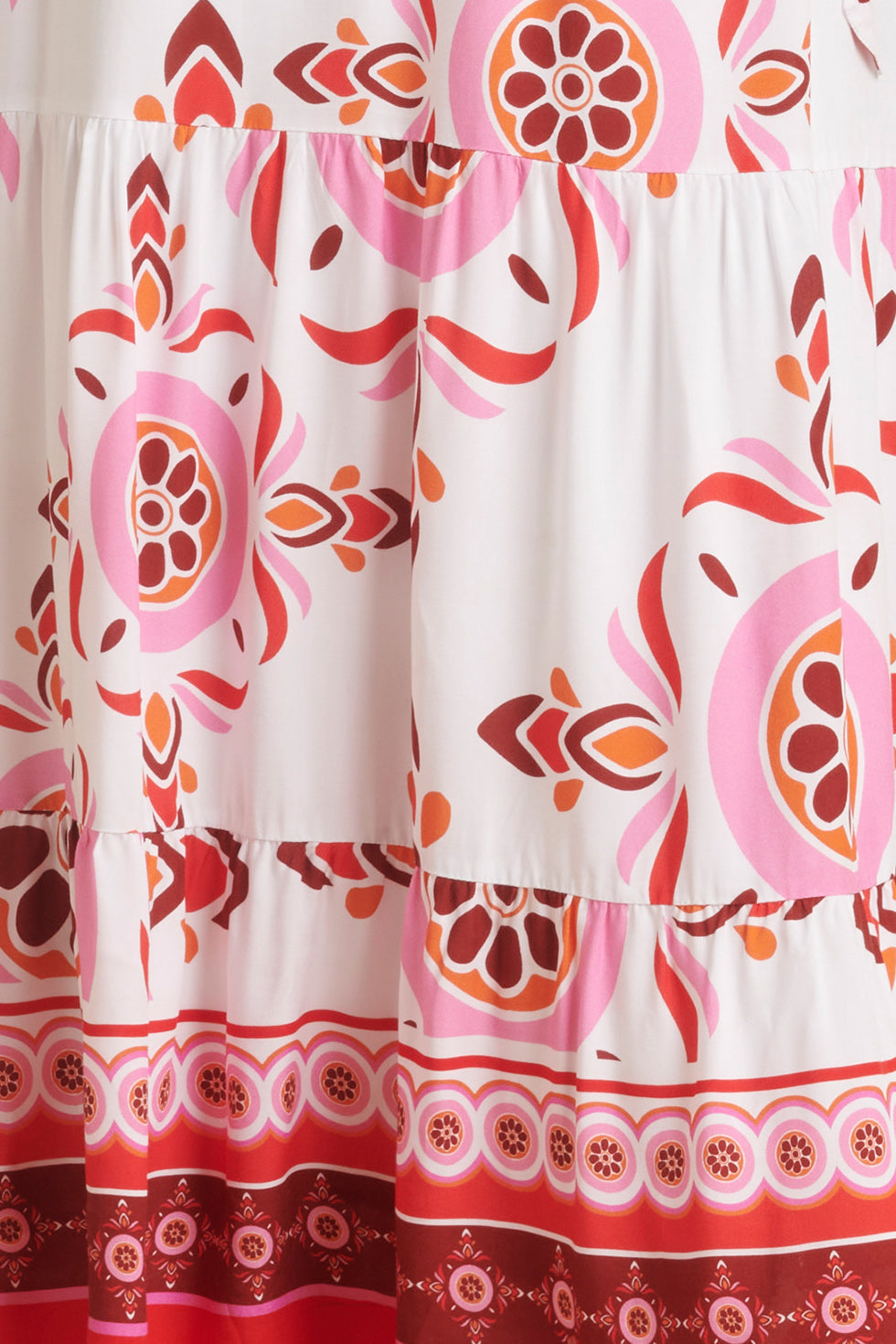 24053 Maxi Jurk Met Diepe V-Hals | White - Muticolour