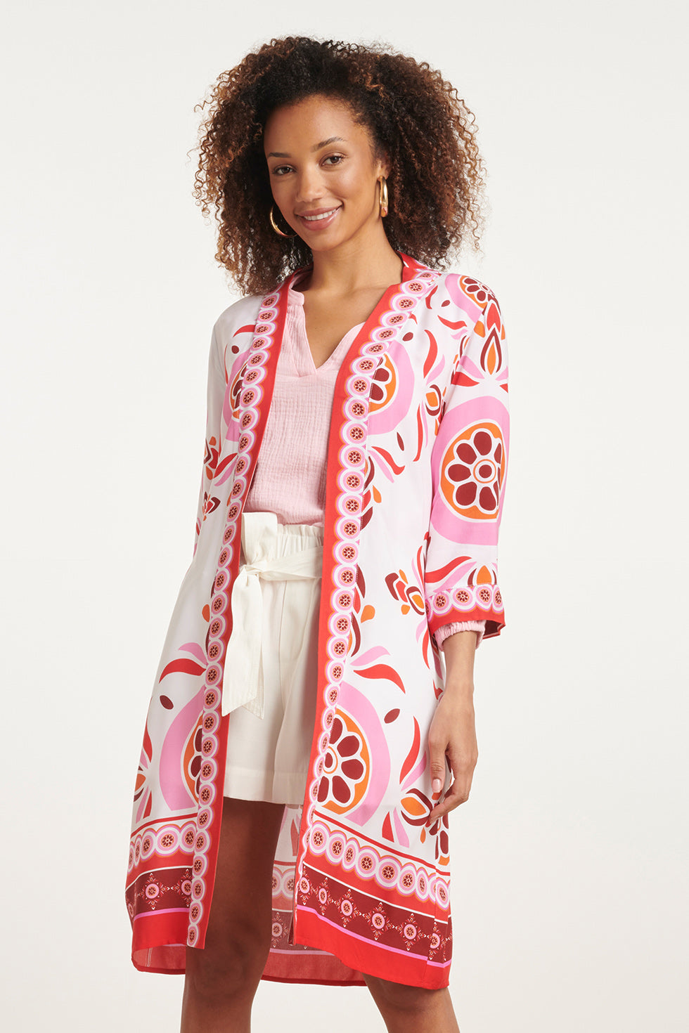 24054 Kimono Met Ornamentprint | White - Muticolour