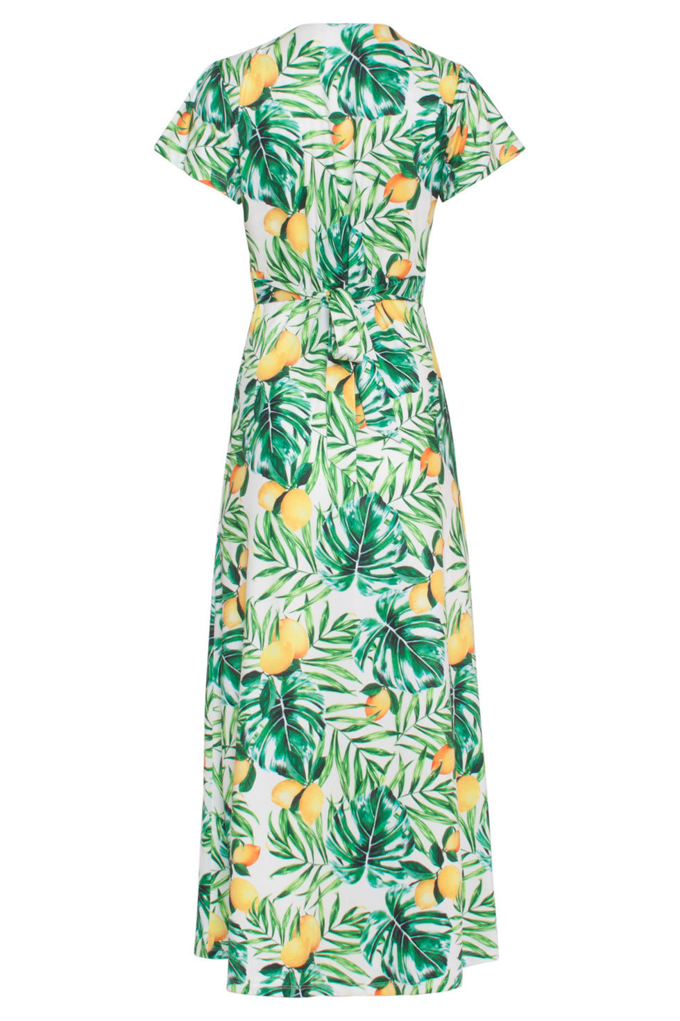 24057 Citroen Bedrukte Maxi Jurk | White - Muticolour