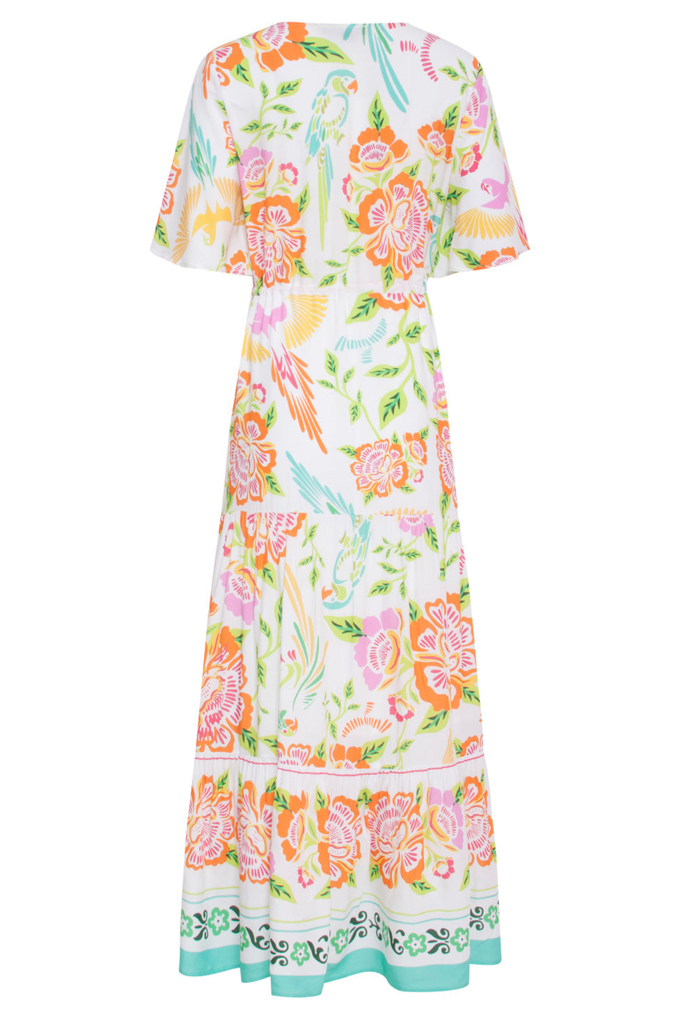 24061 Zomer Maxi Jurk Met Bloemenprint | White - Muticolour