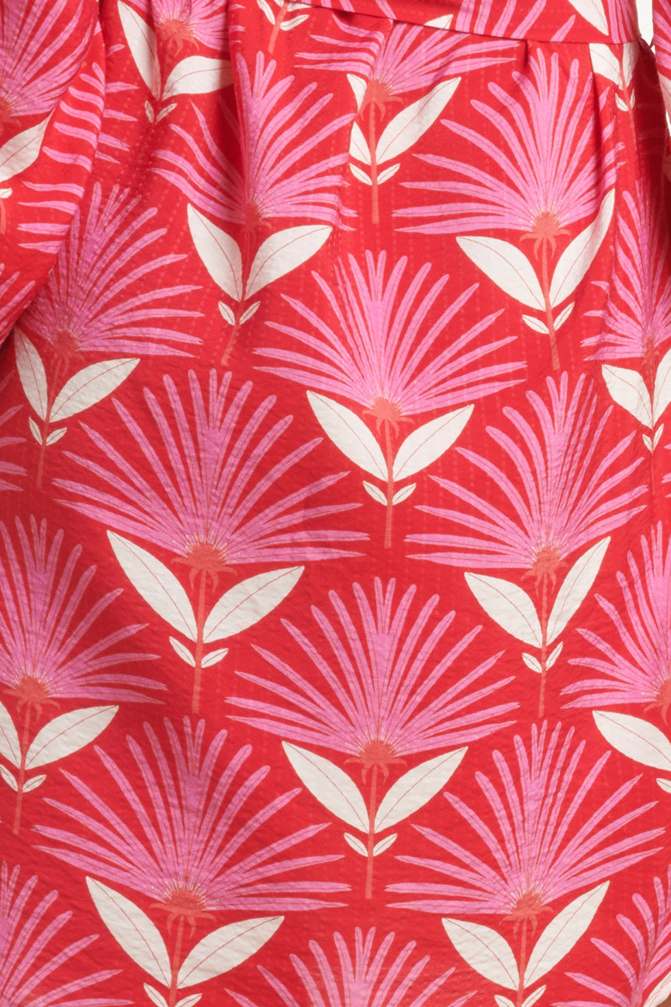 24068 Retro Bloemenprint Top Met 3/4 Mouwen | Red - Pink