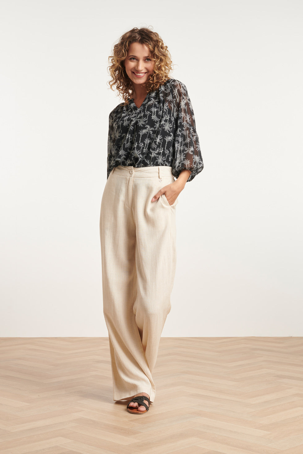 24085 Lange Broek Met Ritsriemlussen | Sand