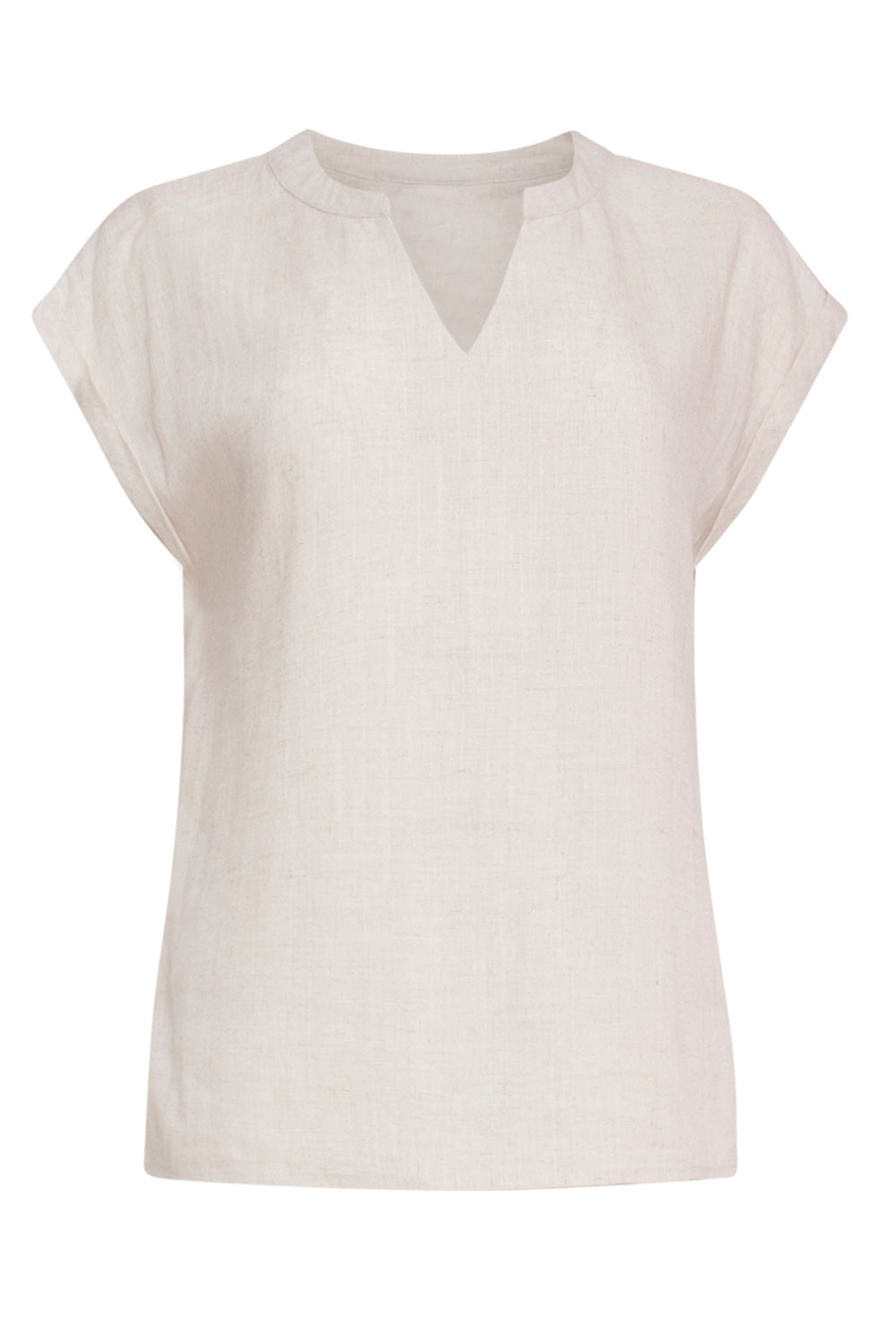 24086 Top Met V-Halsomslagmouwen | Sand