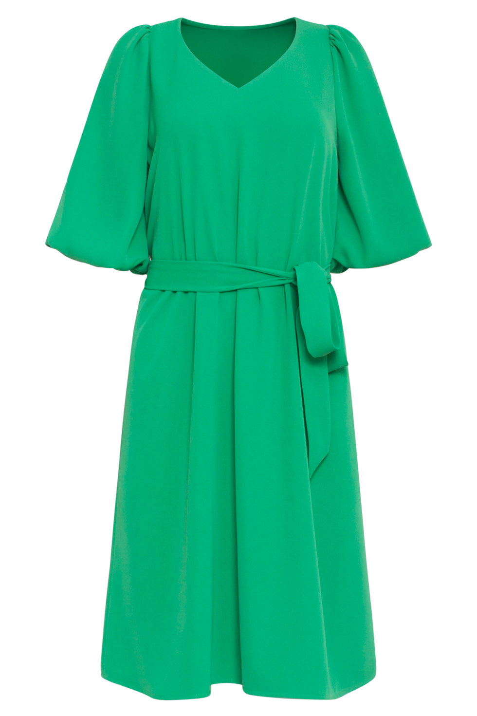 24093 Ballonmouw Jurk Met V-Halsriem | Green