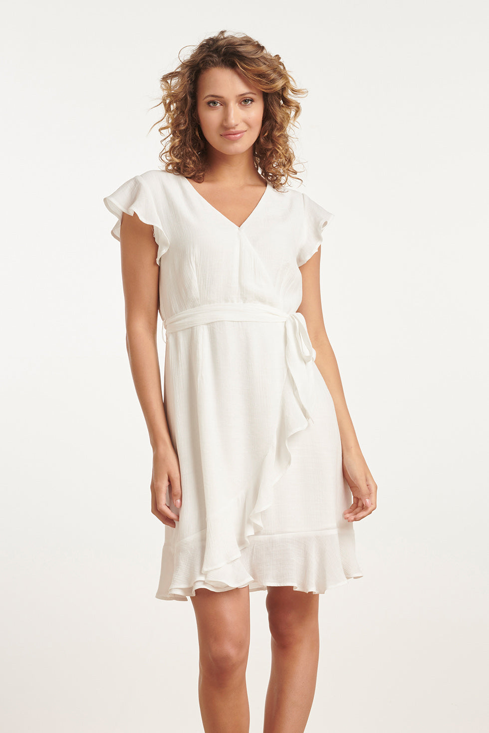 24099 Fitted Wrap Jurk | White