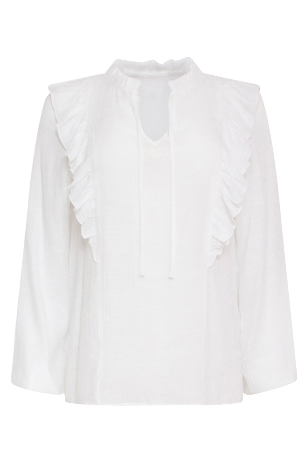 24100 Te Feminine Top Met Ruche | White