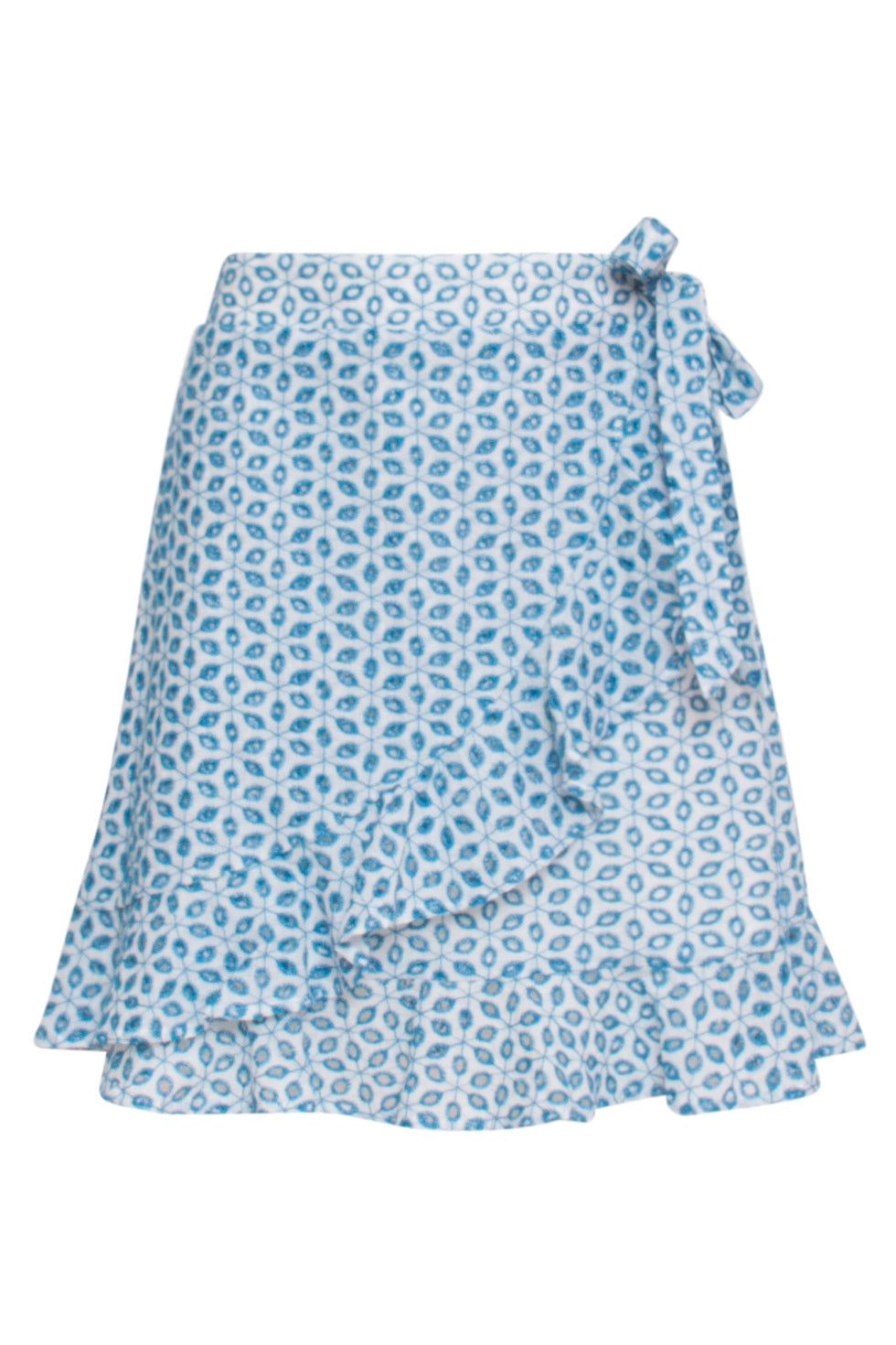 24108 Korte Bloemen Brie Anglaise Zomerrok Hemels | White - Blue