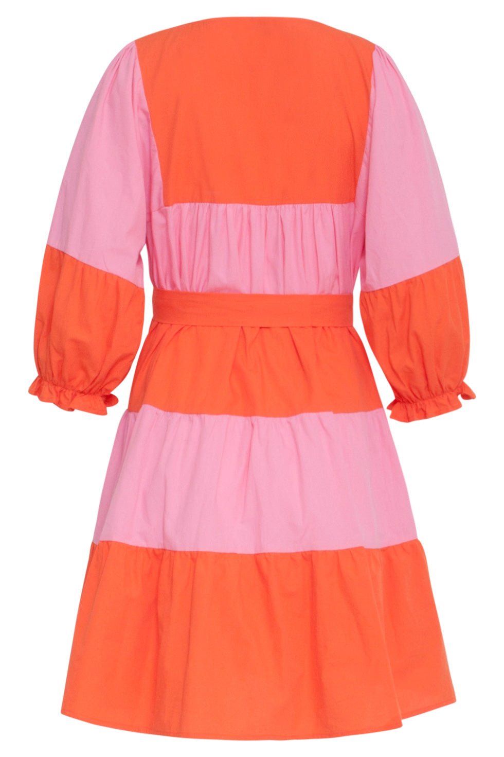 24113 Rijke Blokjes Jurk | Pink - Orange