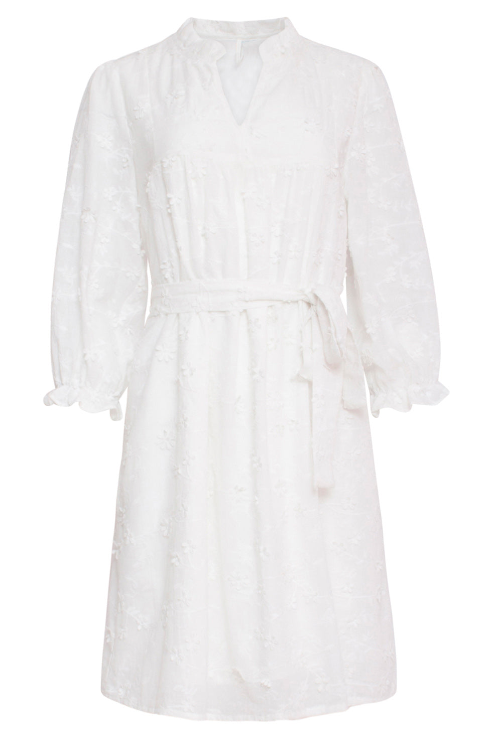 24115 Te Jurk Met 3d Bloemenpatroon | White