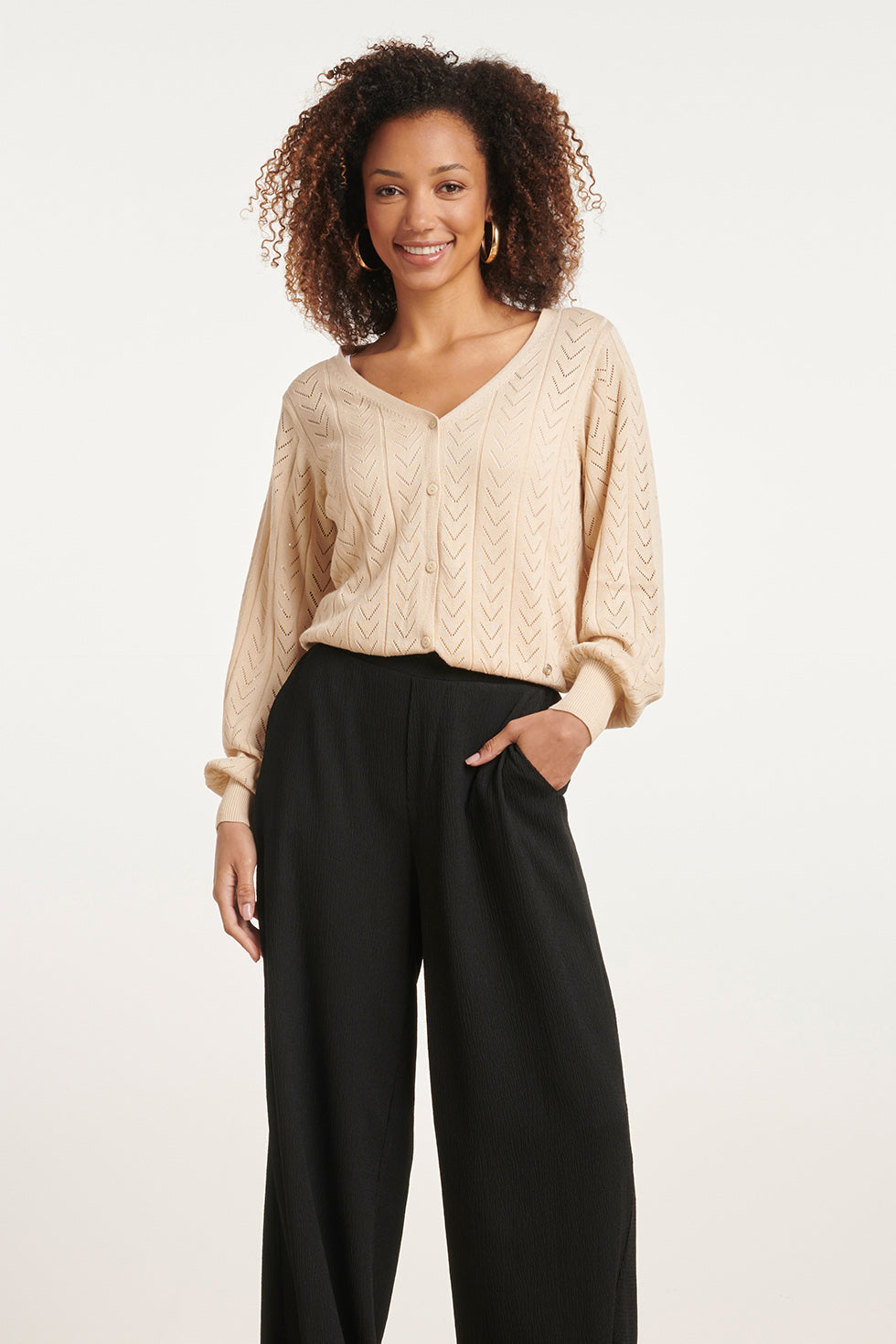 24120 E Losvallende Zomer Cardigan | Sand