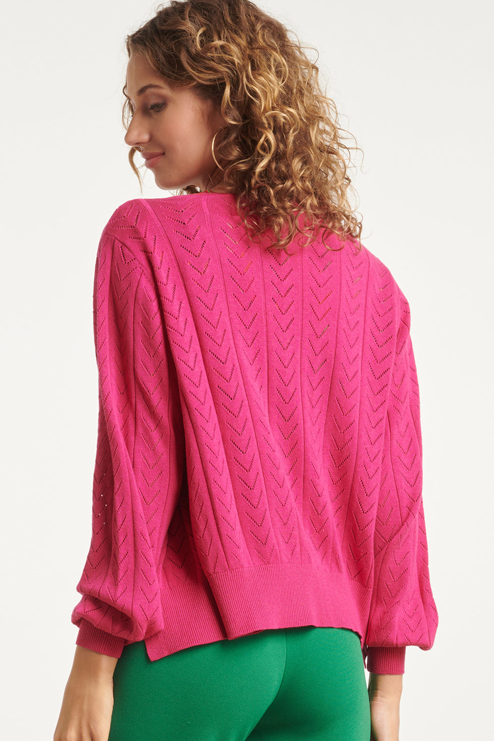 24120 Losvallende Zomer Cardigan | Fuchsia