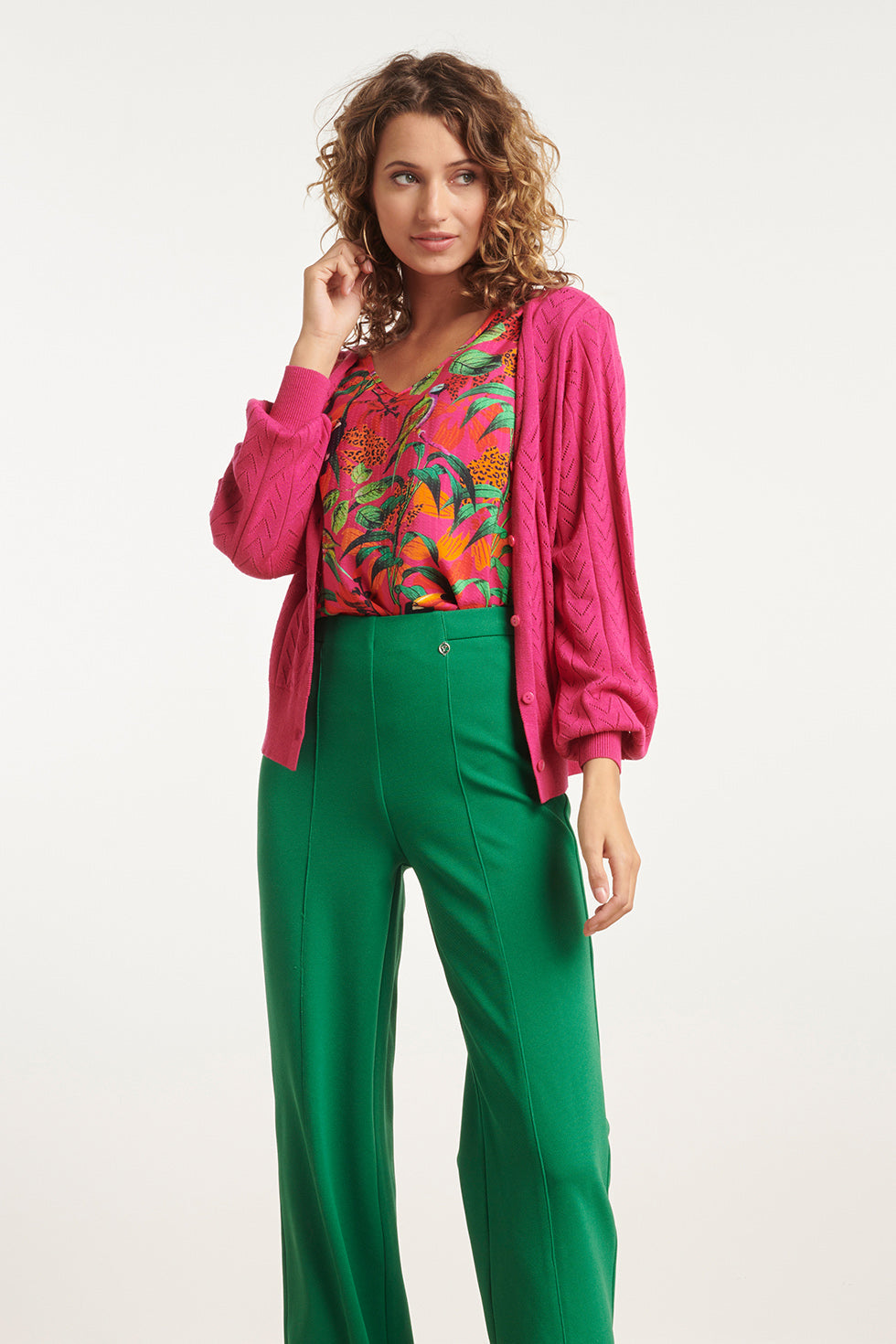 24120 Losvallende Zomer Cardigan | Fuchsia