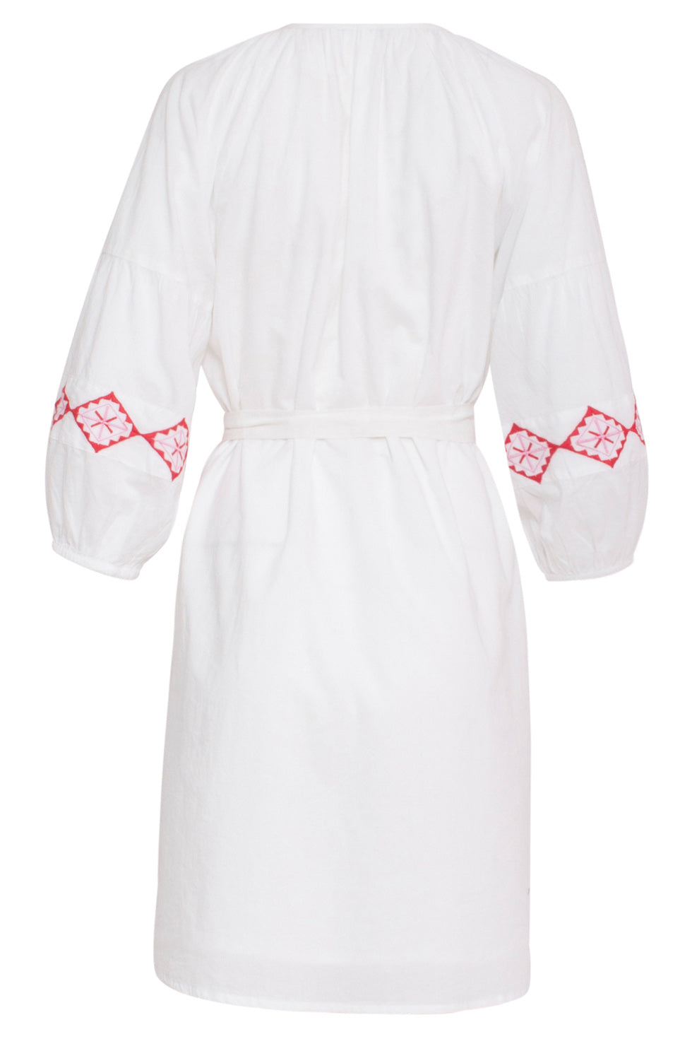 24124 Ademende Te Jurk Met Tribal Borduurwerk | White - Muticolour