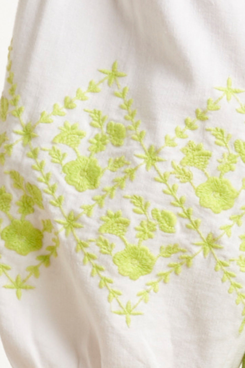 24130 ZachTe te Jurk Met Limoen Bloemenborduurwerk | White - Lime