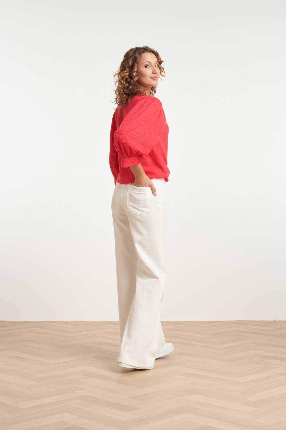 24131 Katoenen Dobby Top | Red