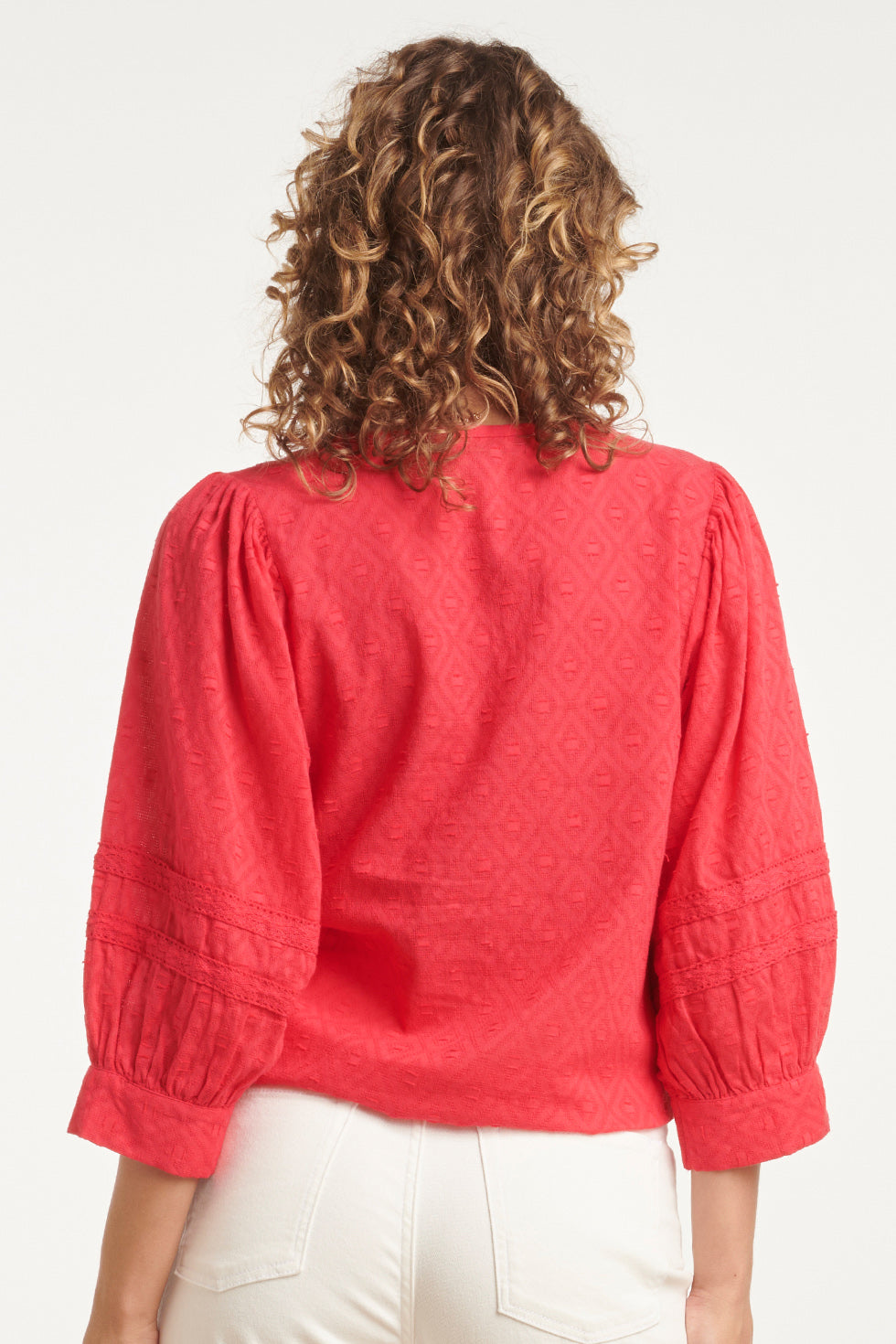 24131 Katoenen Dobby Top | Red