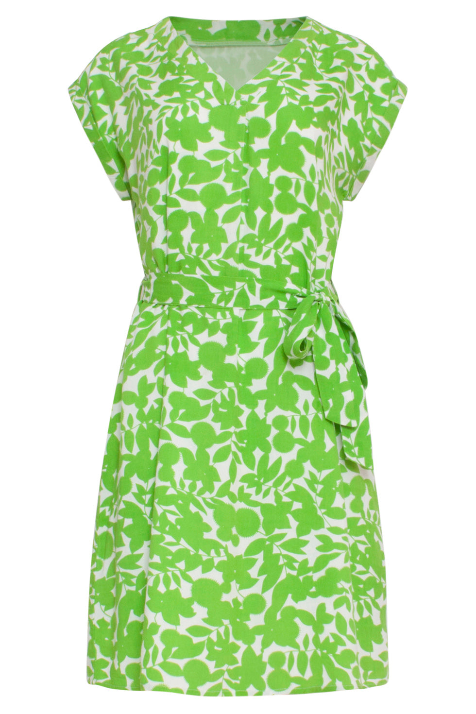 24135 Helder Jurk Met Bladerprint | Off White - Green