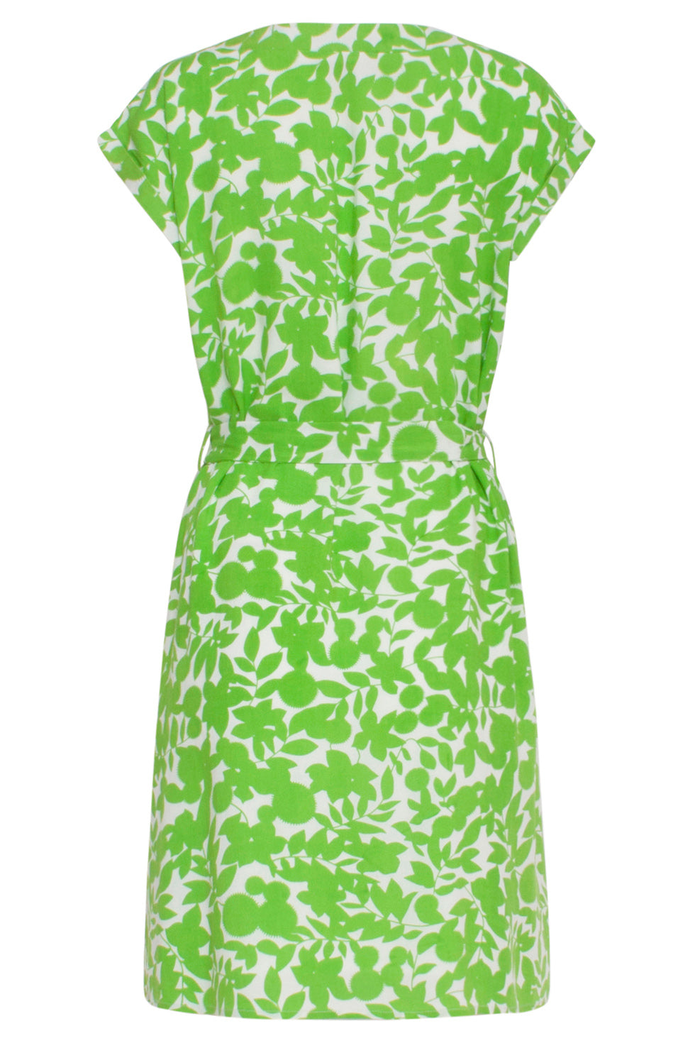 24135 Helder Jurk Met Bladerprint | Off White - Green