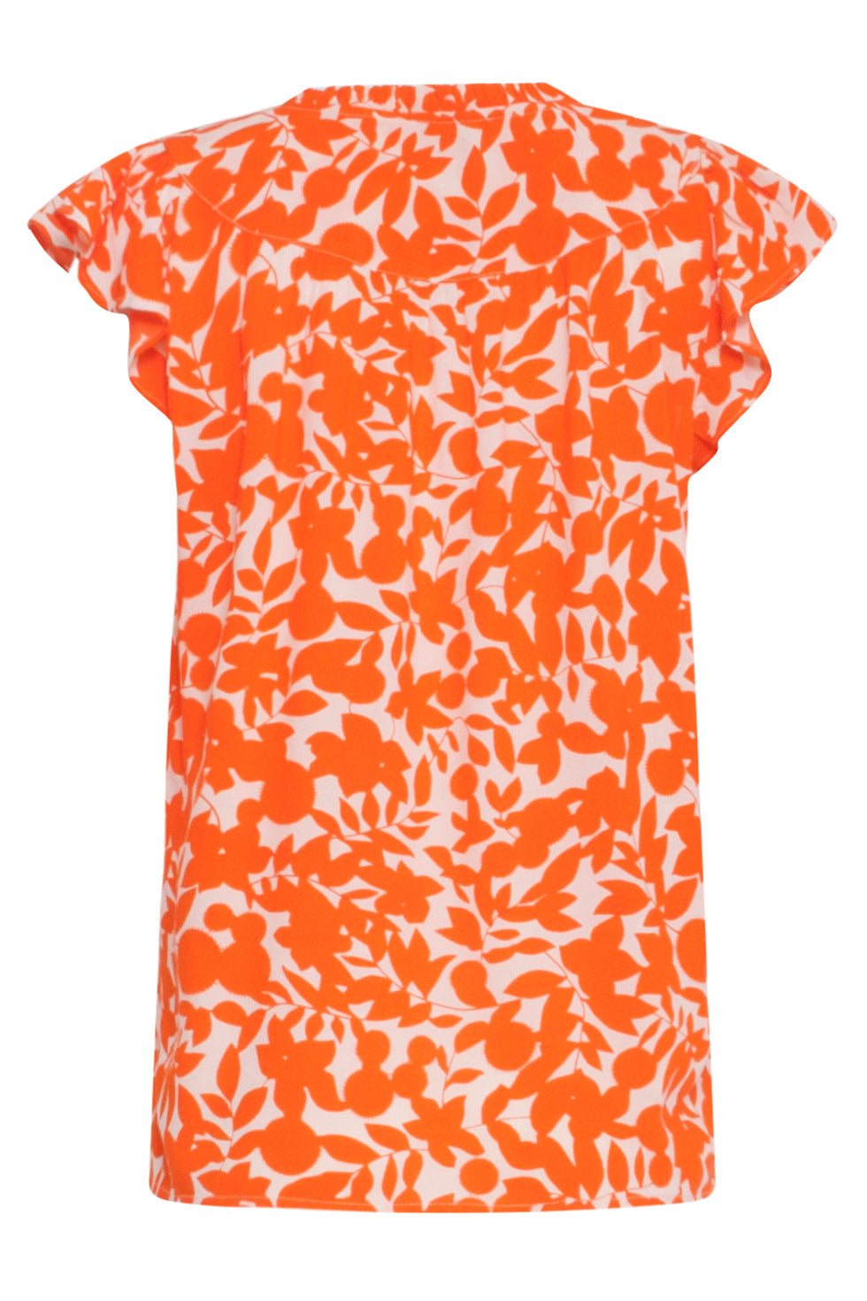 24136 Orange Top Met Bladerprint | Off White - Orange