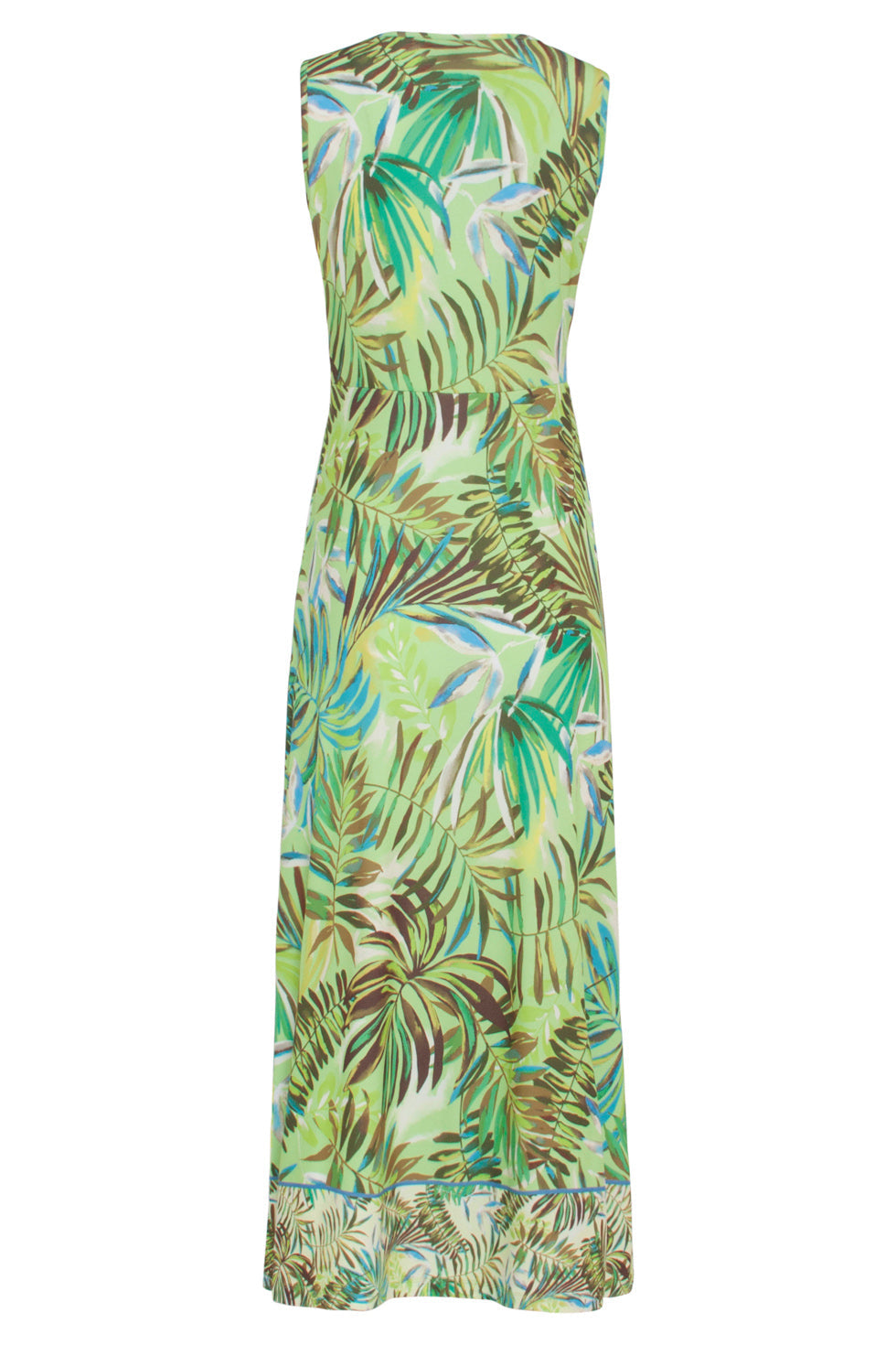 24145 Comfortabele Stretch Maxi Zomerjurk Met Bladerenprint | Muticolour