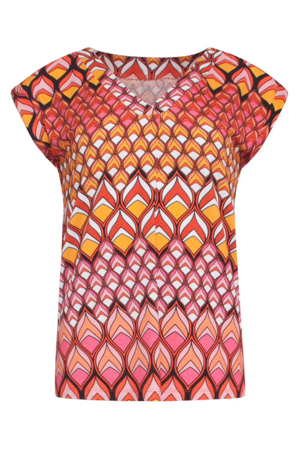 24154 Zomer Top Met Retro Grafische Print | Muticolour