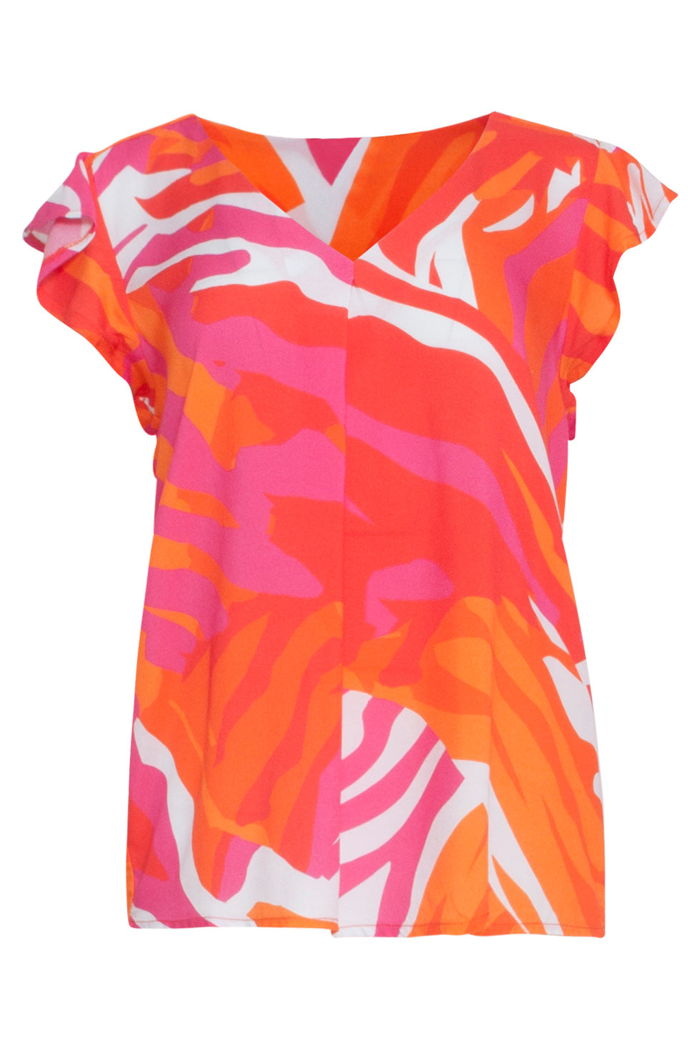 24158 Top Met Frivole Mouwtjesspeelse Wildprint | Muticolour