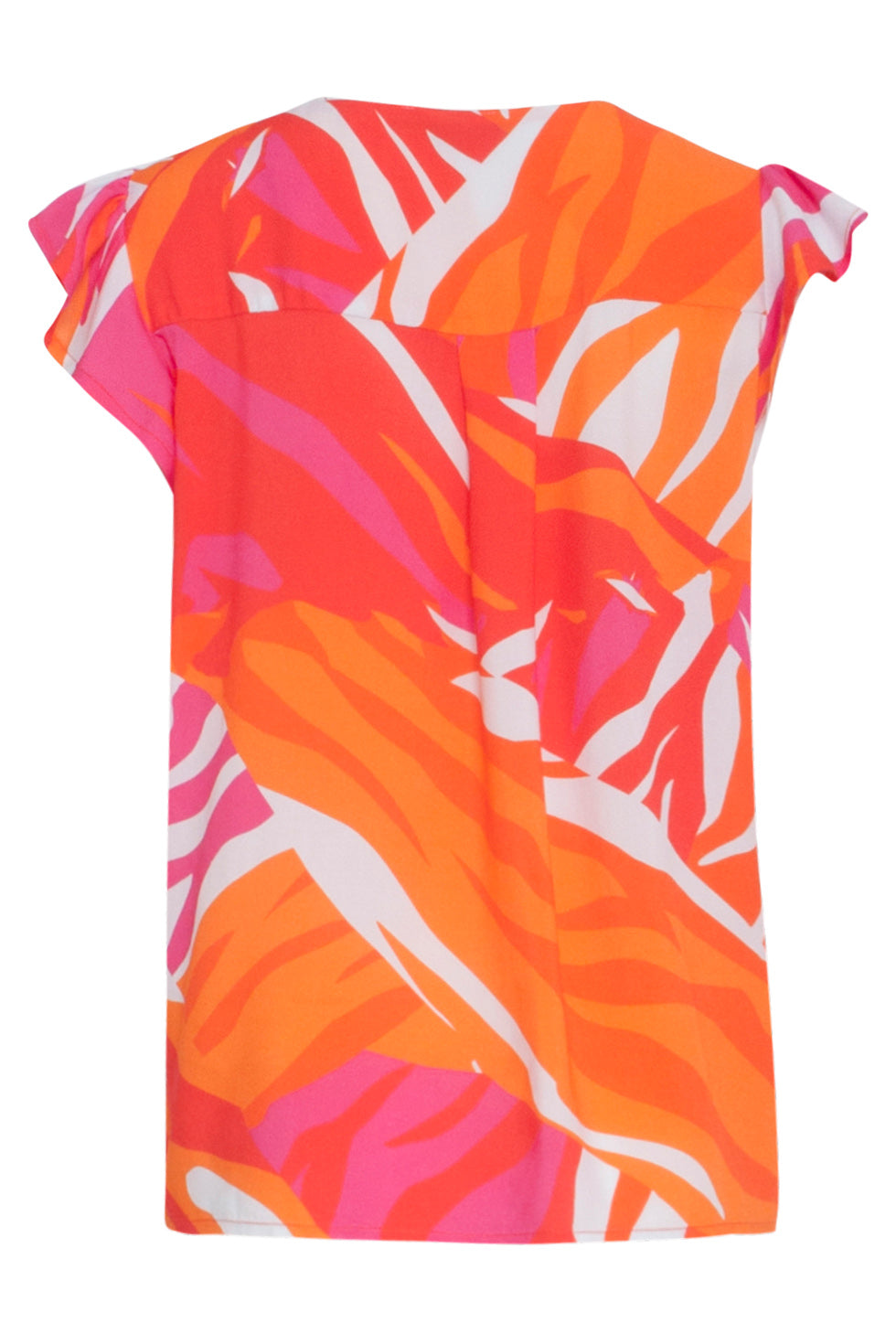 24158 Top Met Frivole Mouwtjesspeelse Wildprint | Muticolour