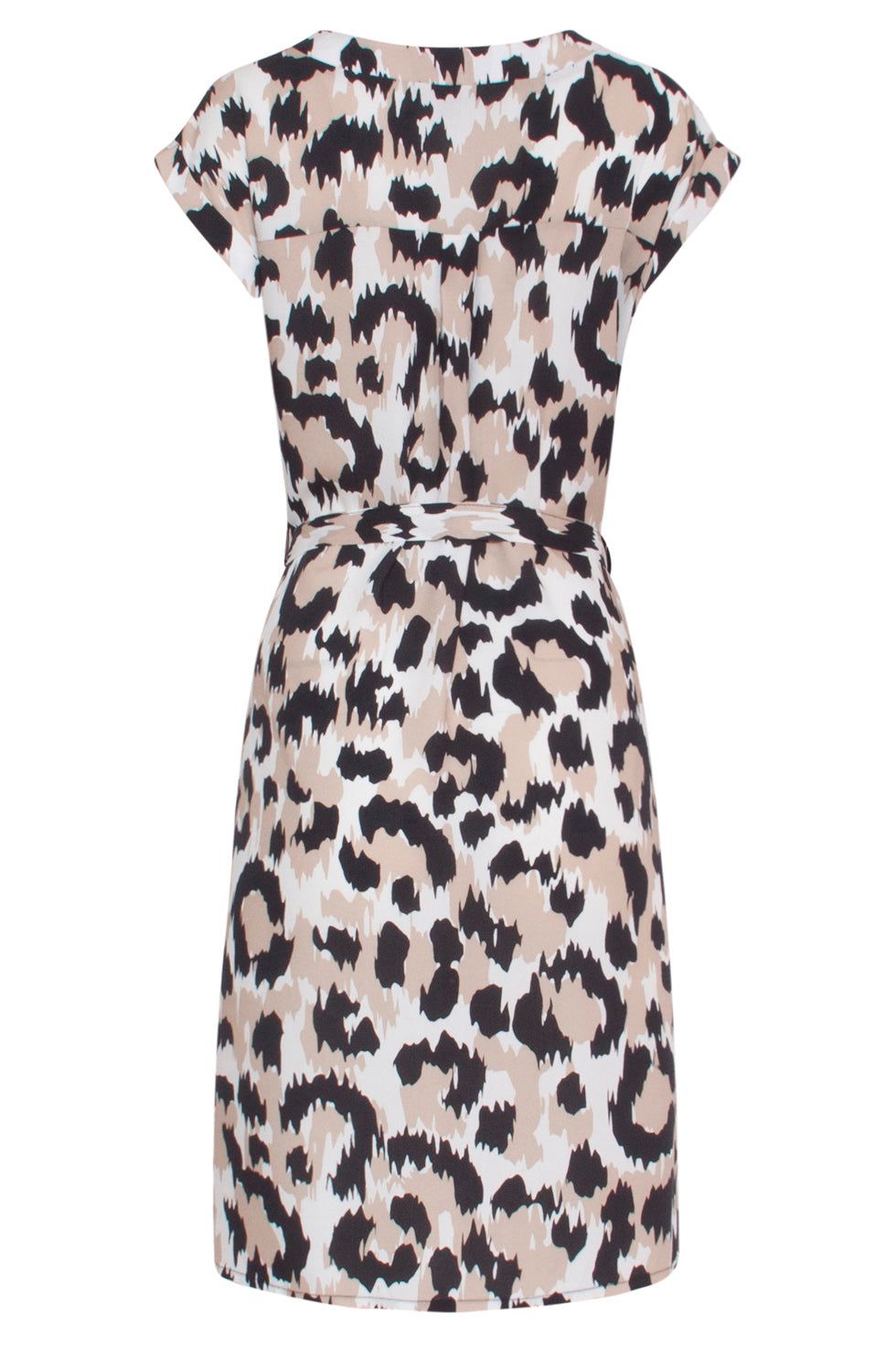 24163 Klassieke Jurk Met Gedurfd Cheeta Patroon | Off White - Black