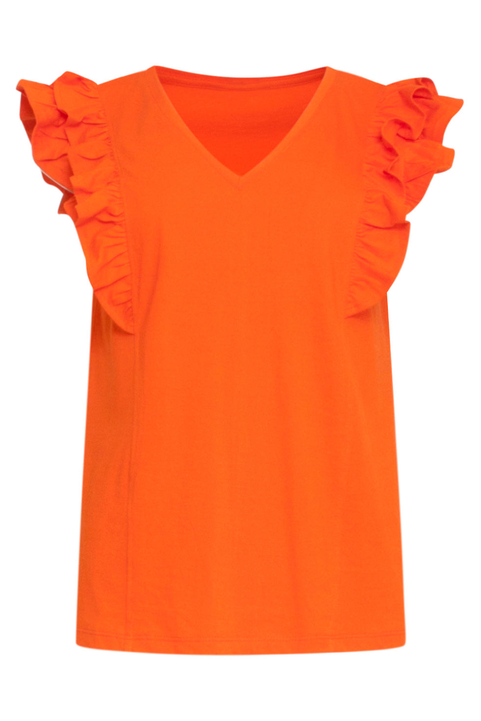 24171 Basic Top Met Speelse Dubbele Ruches | Light Orange