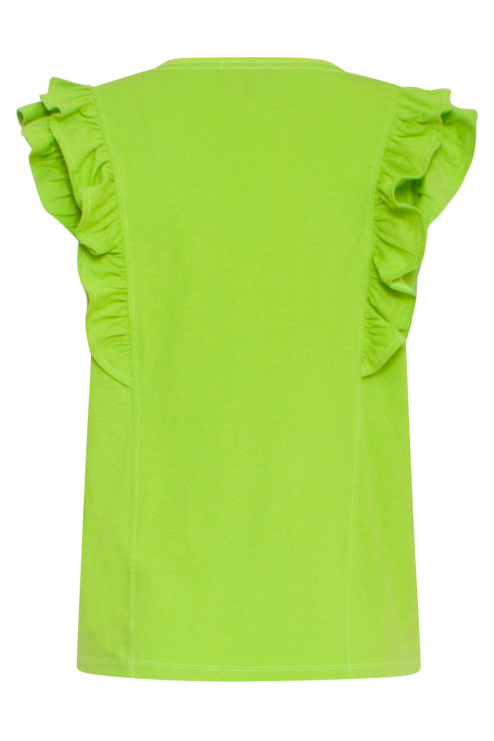 24171 Basic Top Met Speelse Dubbele Ruches | Lime