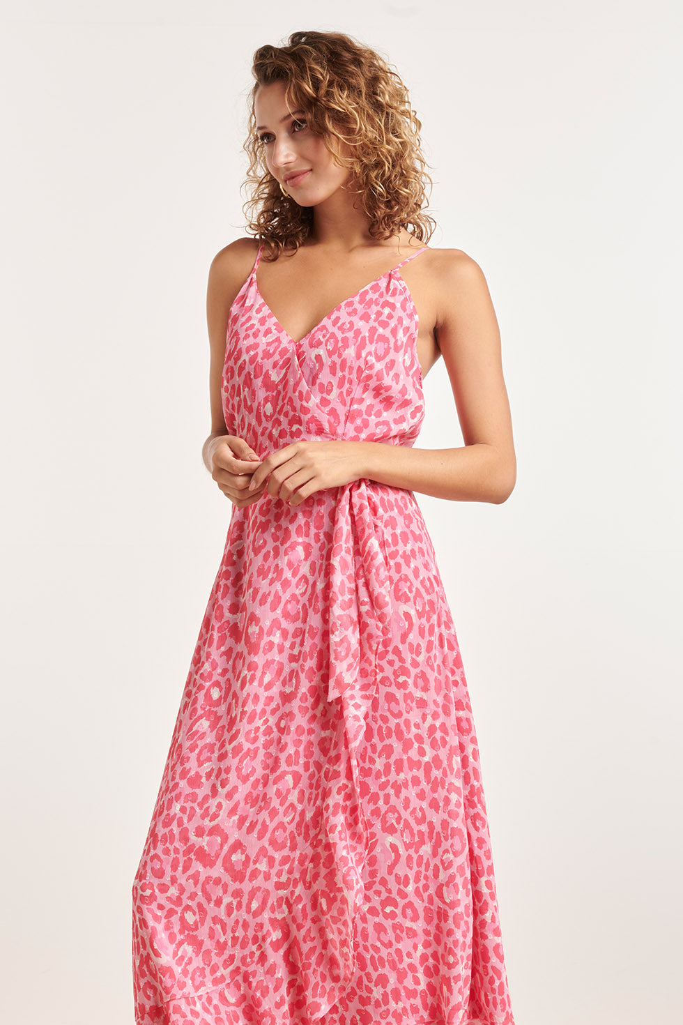 24300 Maxi Zomerjurk Met Animal Print | Baby Pink - Pink