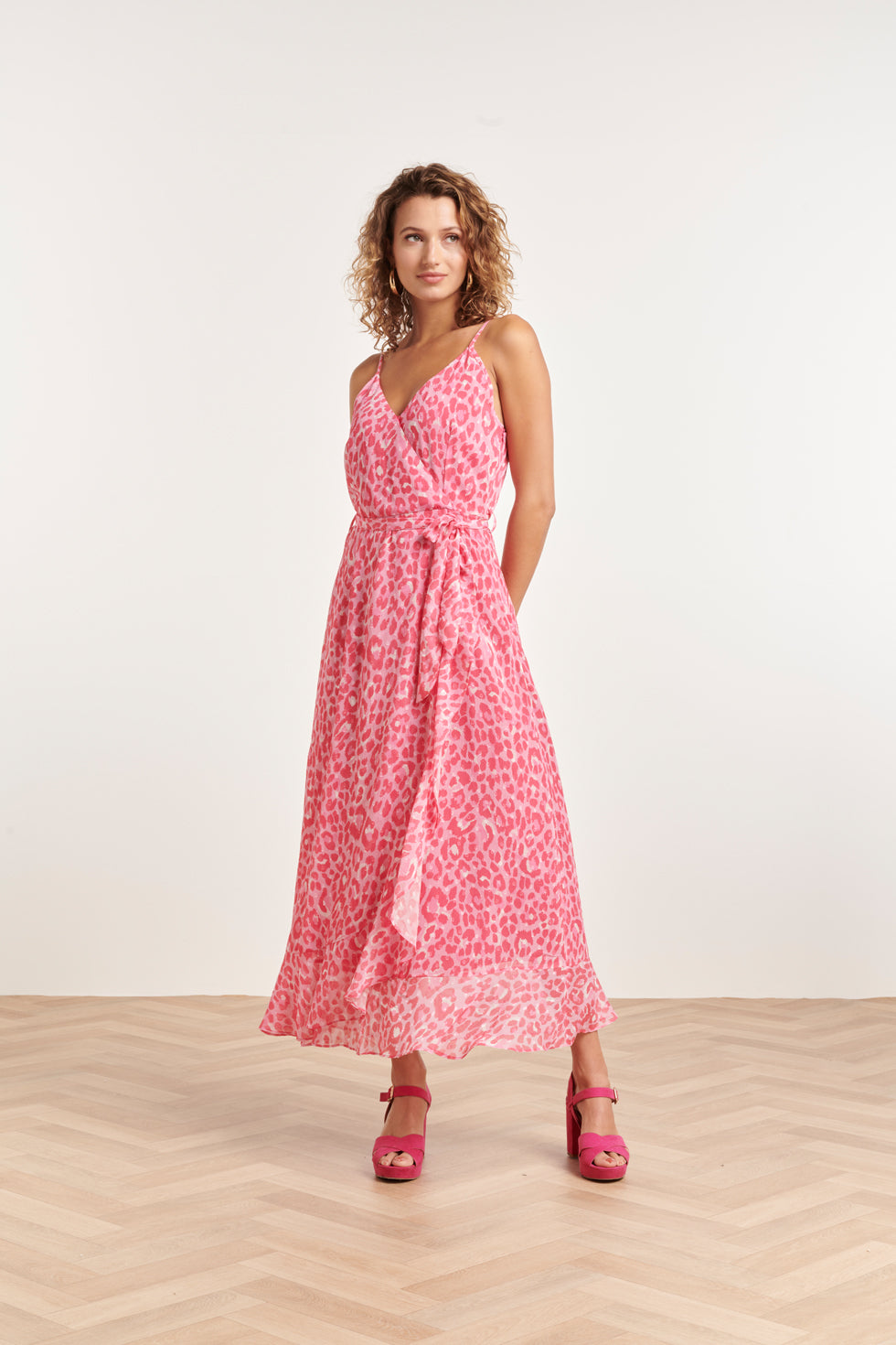 24300 Maxi Zomerjurk Met Animal Print | Baby Pink - Pink