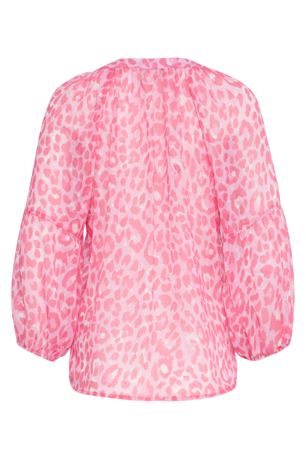 24301 Chiffon Top Met 3/4 Pofmouwen Animal Print | Baby Pink - Pink