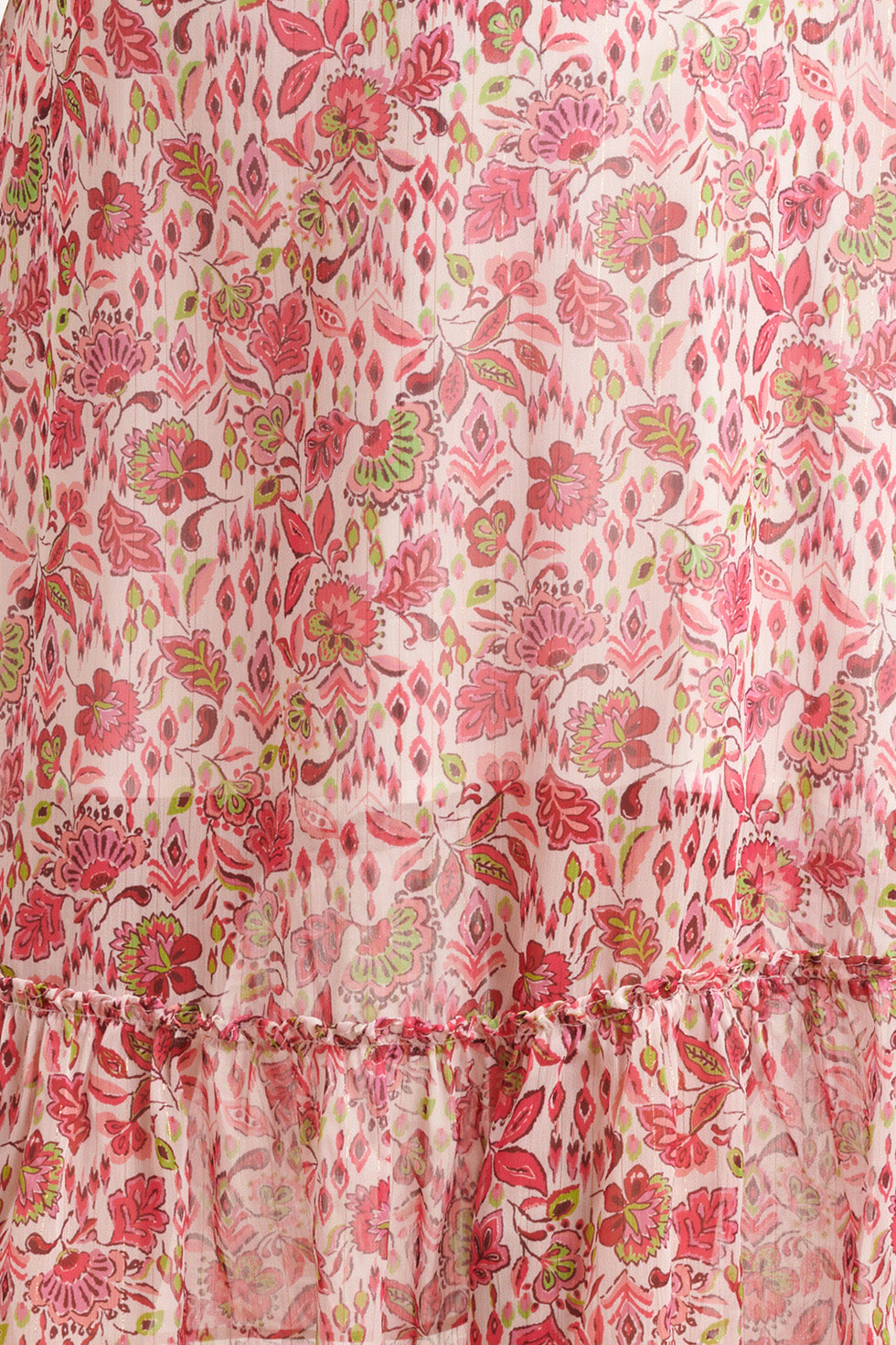 24309 Chiffon Top Met Fuchsialime Bloemenprint | White - Muticolour