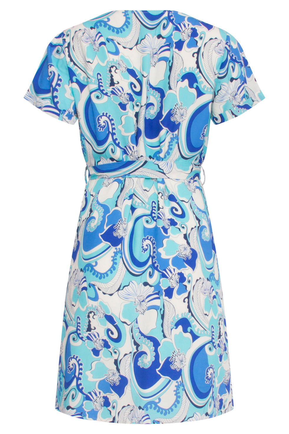 24312 Helder Retro Zomerjurkje | White - Blue