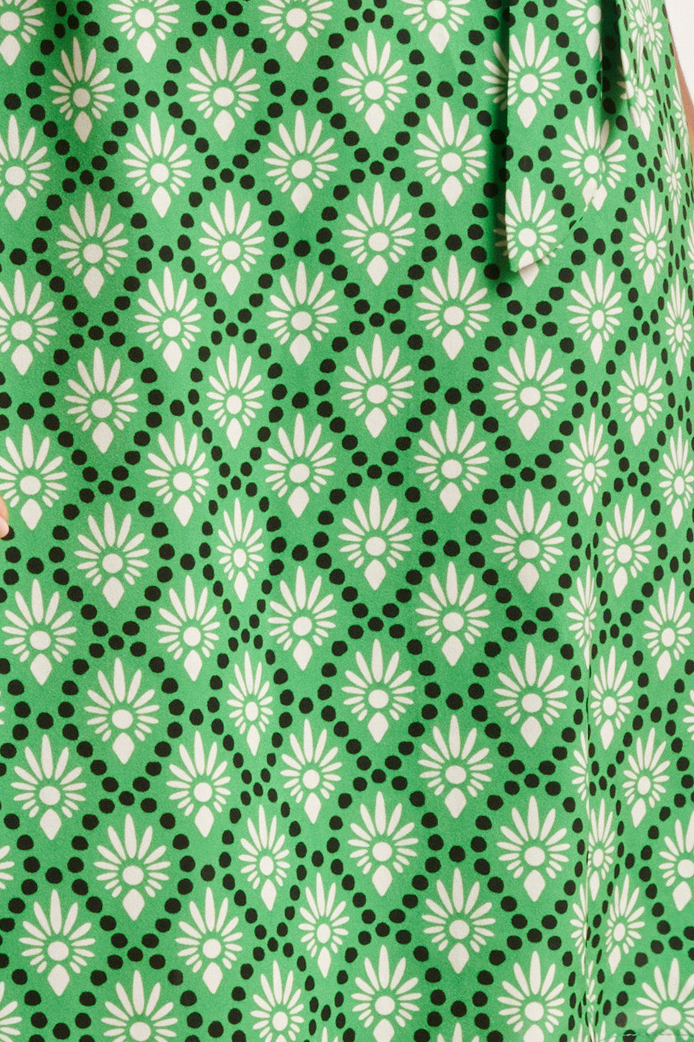 24316 Gedurfd Gras Grafisch Geprinte Korte Jurk | White - Green