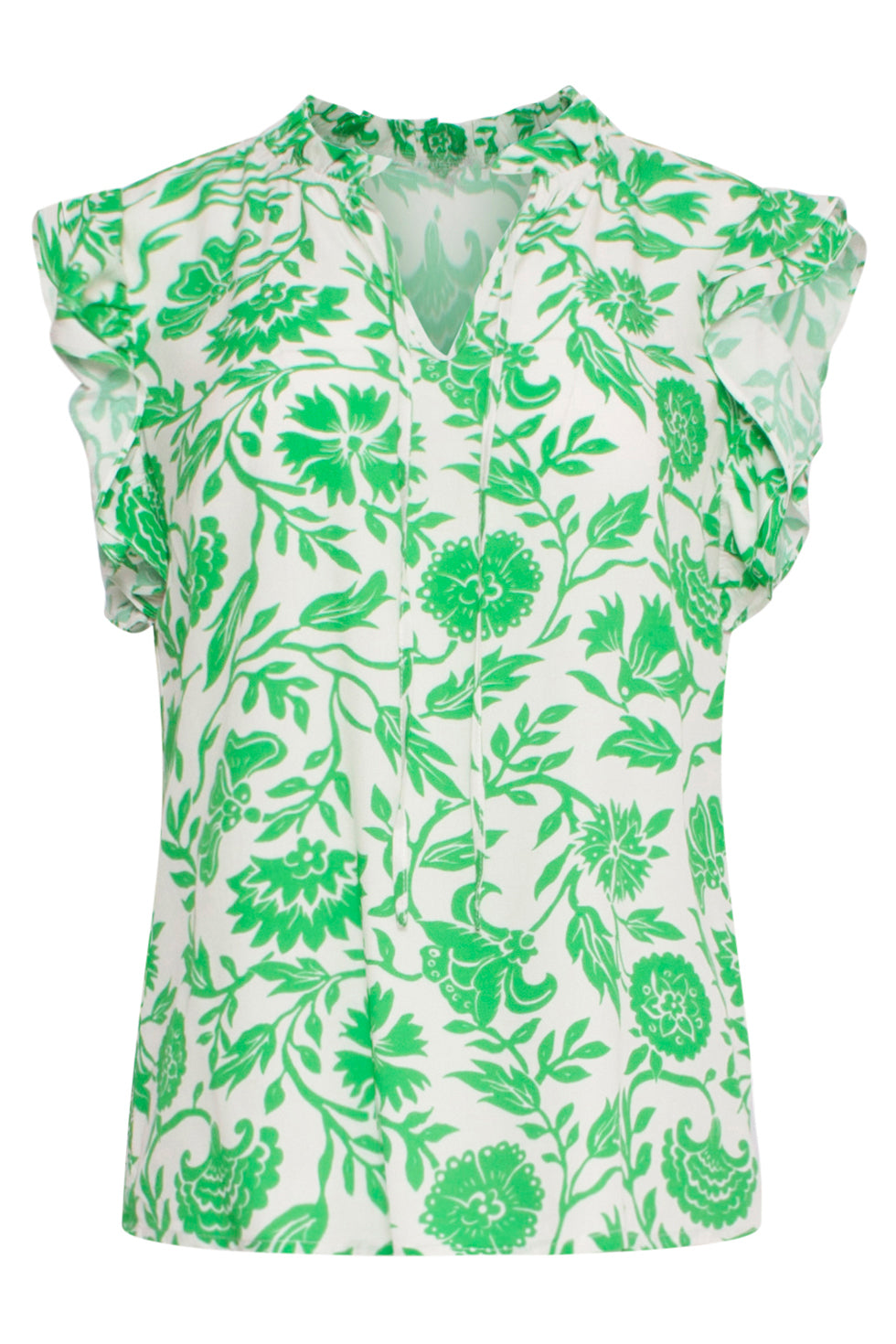 24319 Zomerse Levendige Bloemen Top | White - Green
