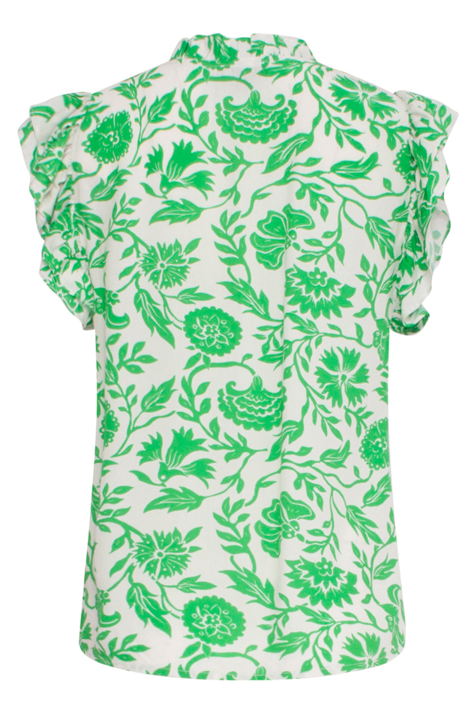 24319 Zomerse Levendige Bloemen Top | White - Green