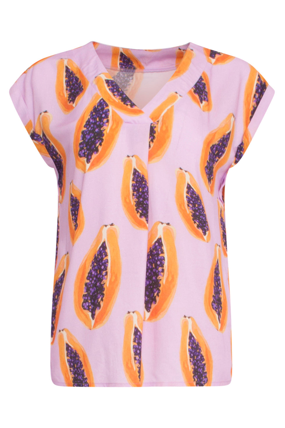 24328 Lilae Papaya Print Top | Lilac - Muticolour