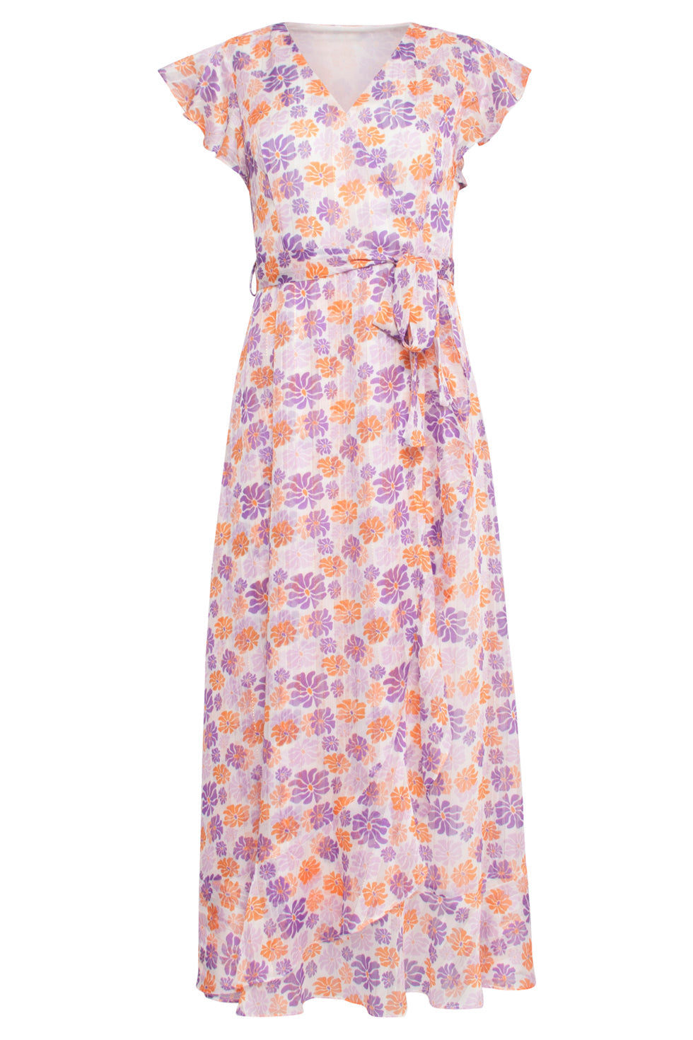 24329 Maxi Wrap Jurk Met Bloemenprint | White - Muticolour