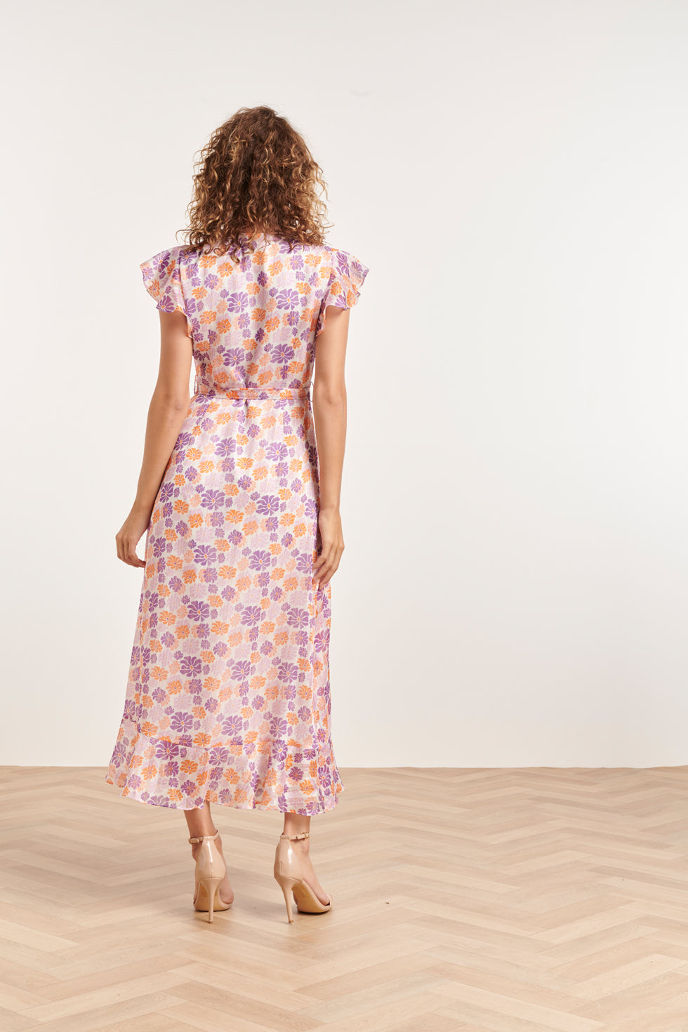 24329 Maxi Wrap Jurk Met Bloemenprint | White - Muticolour