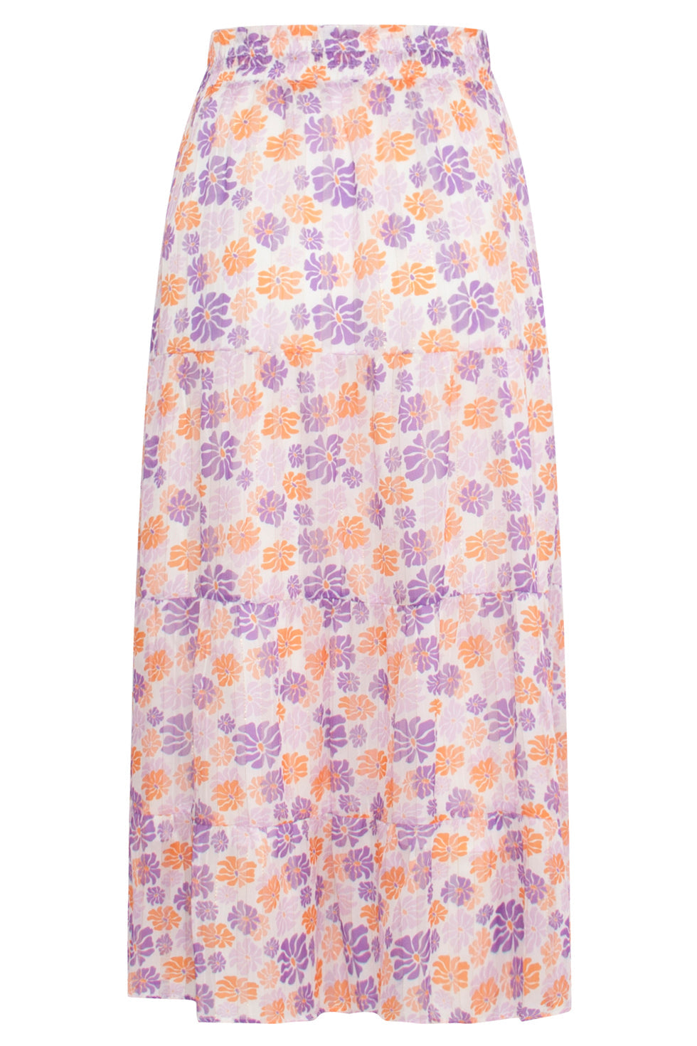 24330 Maxi Rok Met Bloemenprint | White - Muticolour