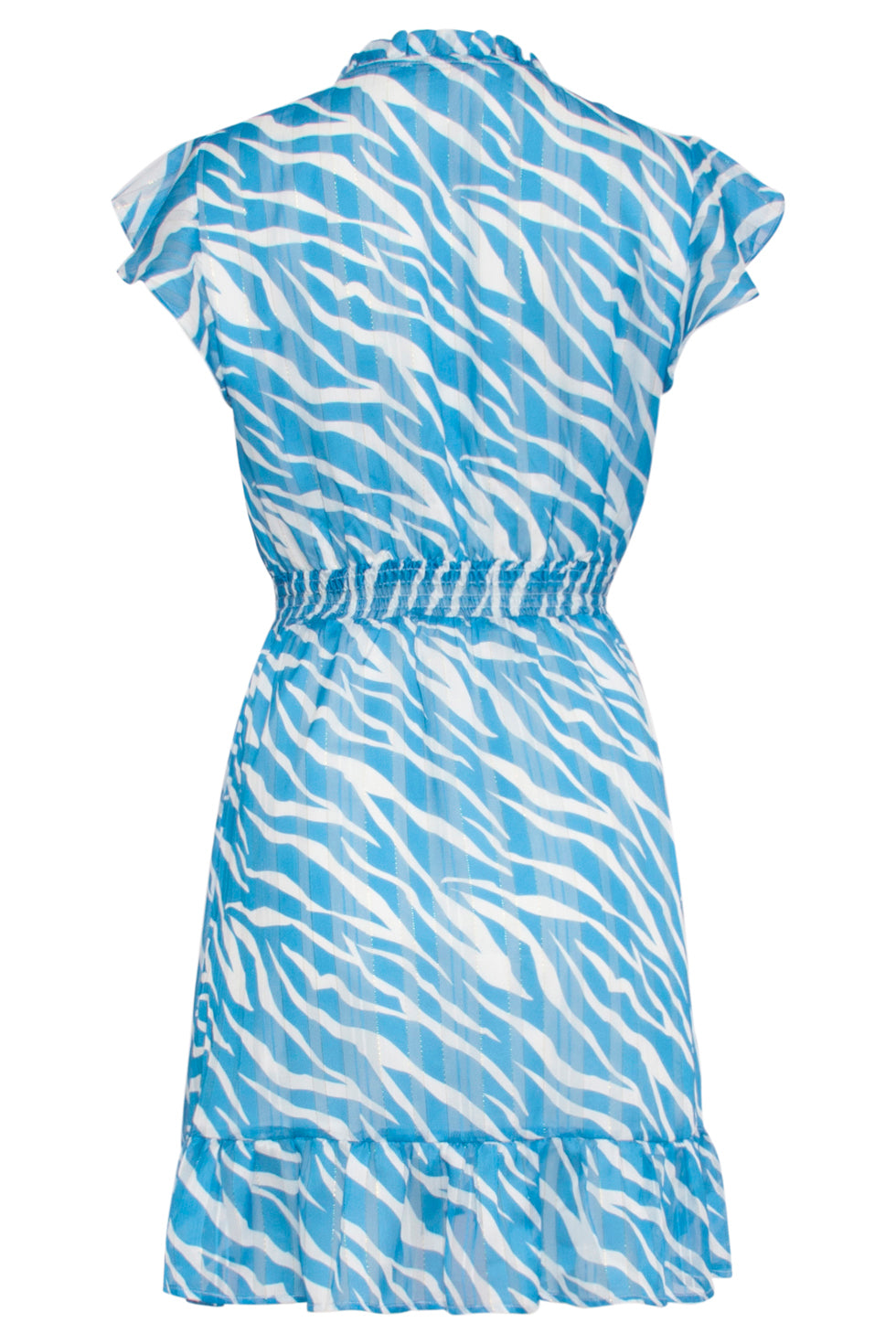 24333 Kort Zomers Jurkje Met Helder Animal Print | White - Mid Blue