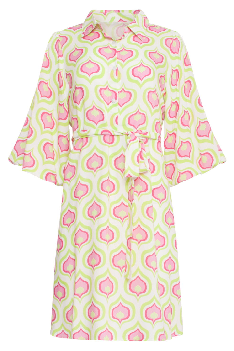 24335 Retro Bedrukt Kort Jurkje | White - Muticolour