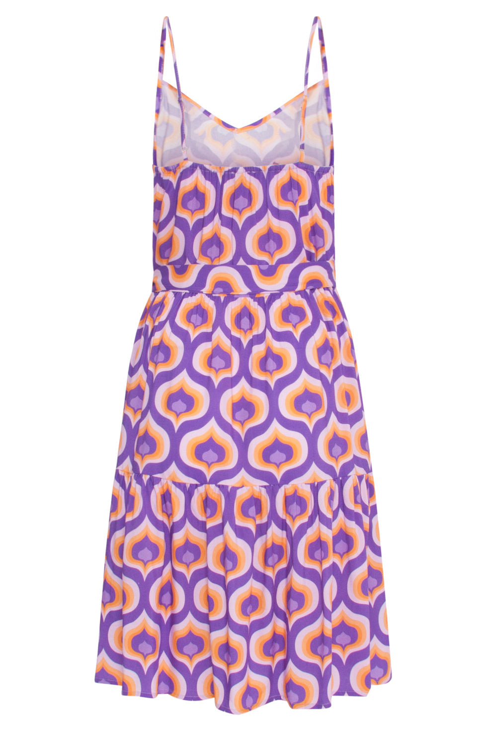 24337 Retro Bedrukte Spaghettiband Jurk | Purple - Muticolour