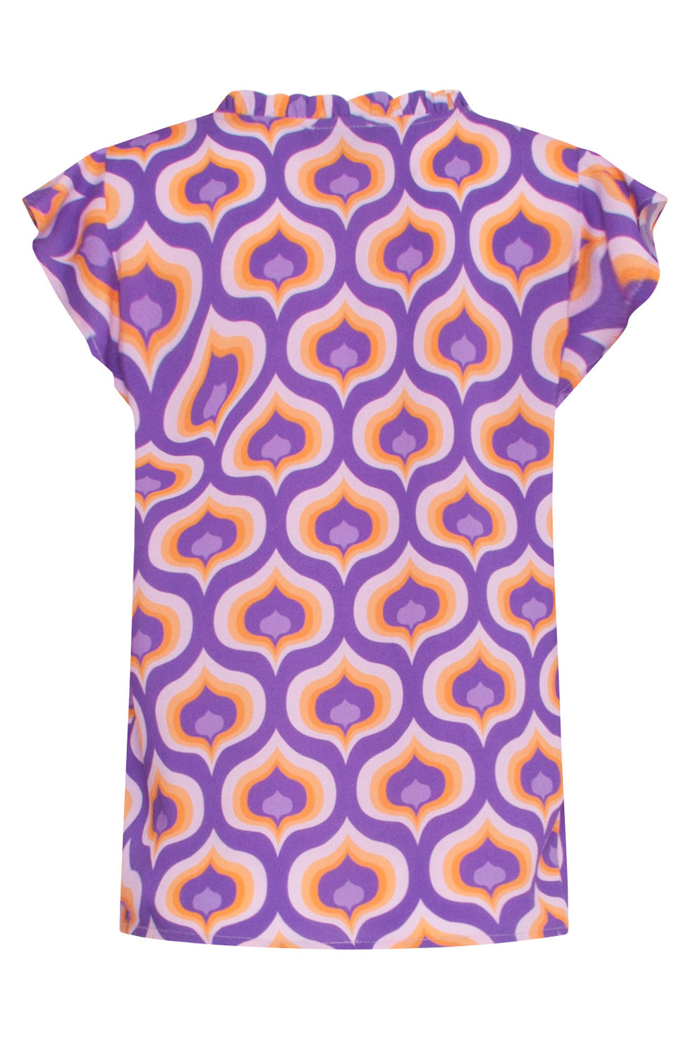 24338 V-Hals Retro Bedrukte Top | Purple - Muticolour