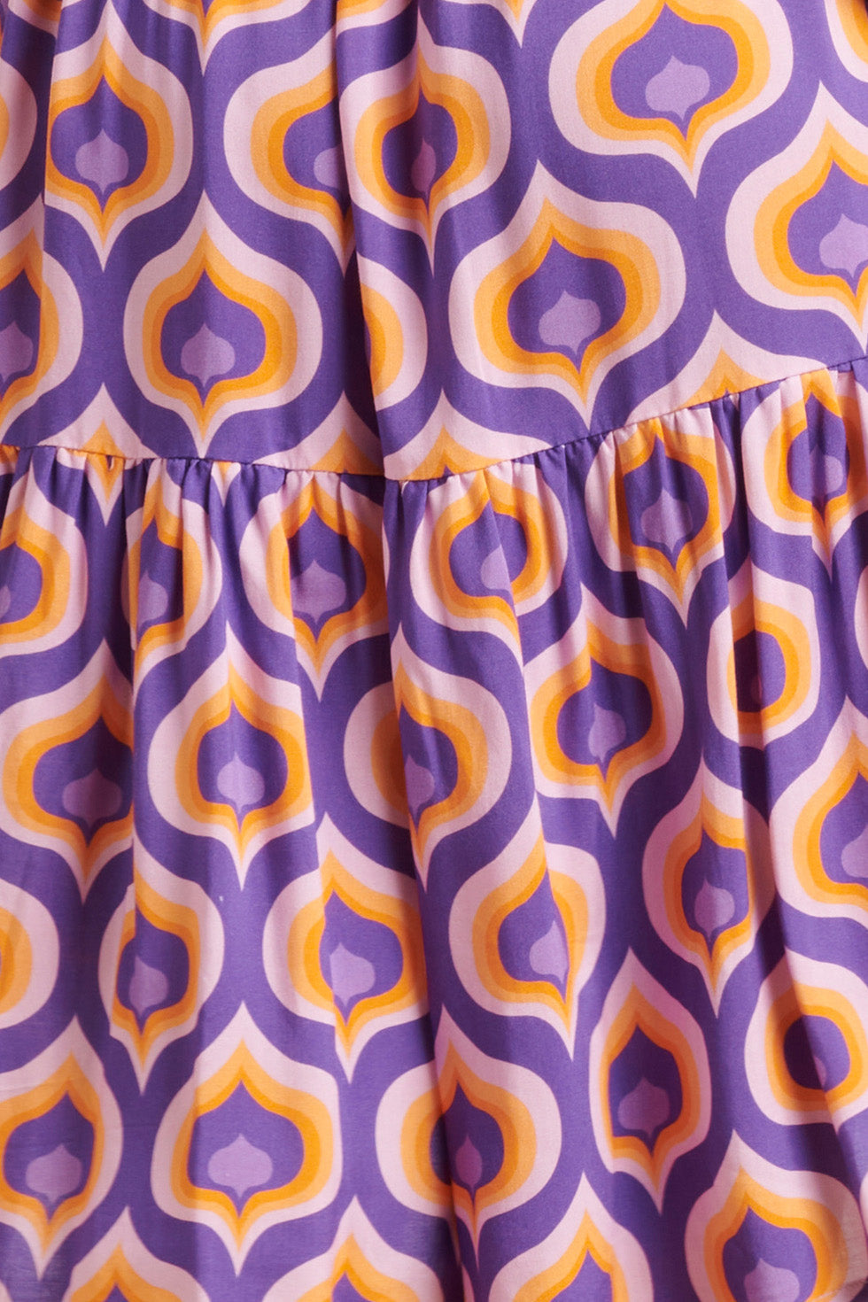 24338 V-Hals Retro Bedrukte Top | Purple - Muticolour