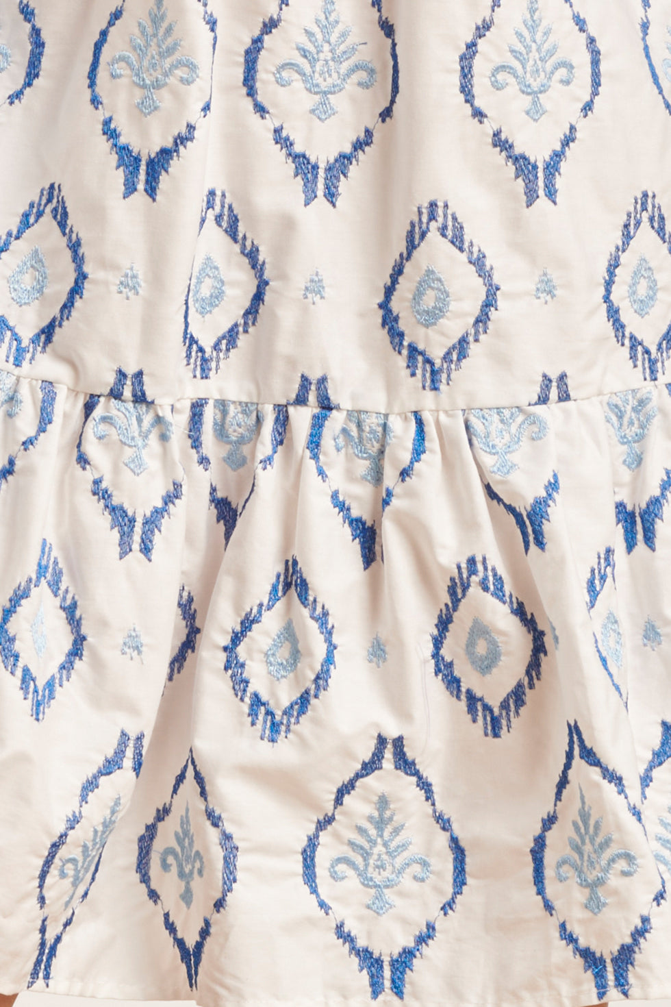 24340 Katoenen Geborduurde Fashion Top | White - Blue